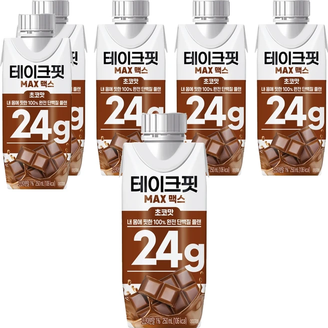 테이크핏 맥스 초코맛 드링크믹스 RTD, 250ml, 6개 - 쿠팡