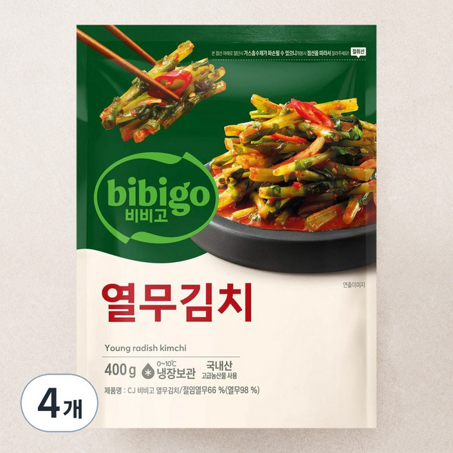 비비고 열무김치, 400g, 4개