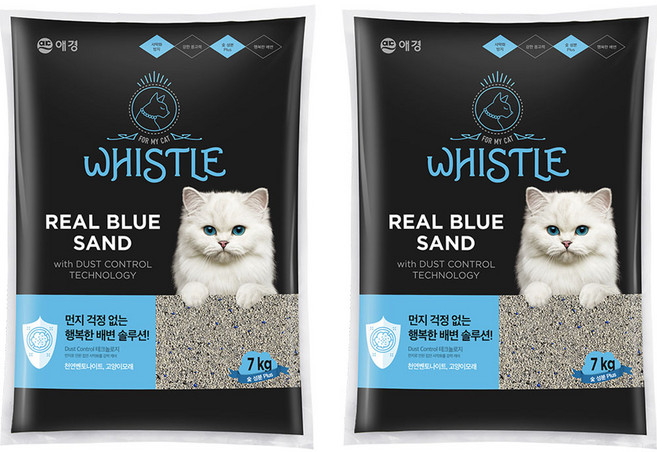 휘슬 리얼 블루 샌드 고양이모래 벤토나이트 리필용, 7kg, 2개, 무향