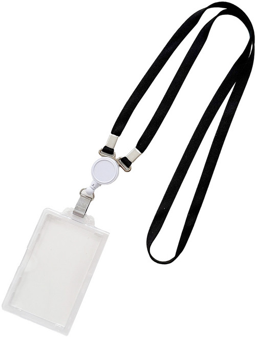 생활의지혜 명찰 사원증 목걸이 + 릴홀더 + 케이스 세트, 블랙, 1세트