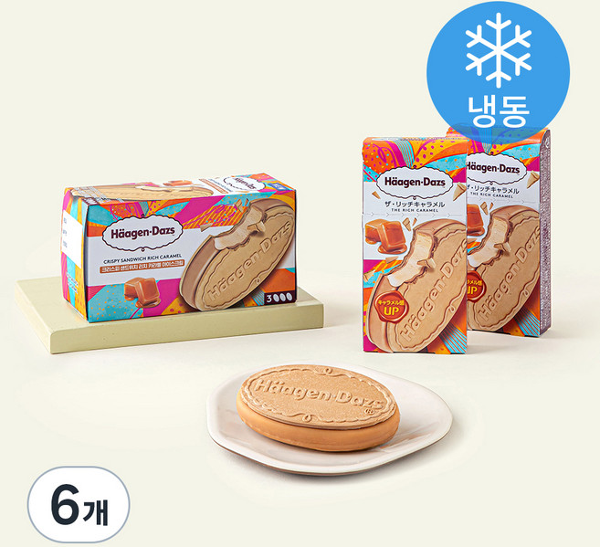 하겐다즈 크리스피 샌드위치 리치 카라멜 아이스크림 (냉동), 60ml, 3개입, 2개