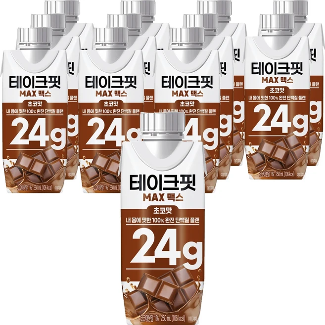 테이크핏 맥스 초코맛 드링크믹스 RTD, 250ml, 12개 - 쿠팡
