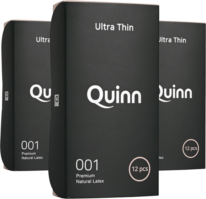 Quinn 001 울트라씬 초박형 콘돔, 12개입, 3개