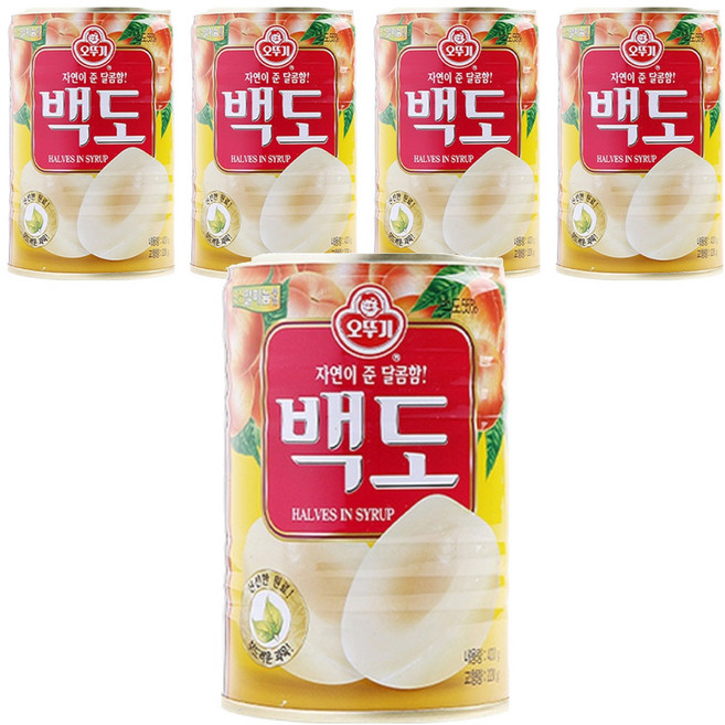오뚜기 백도 반절 통조림, 400g, 5개