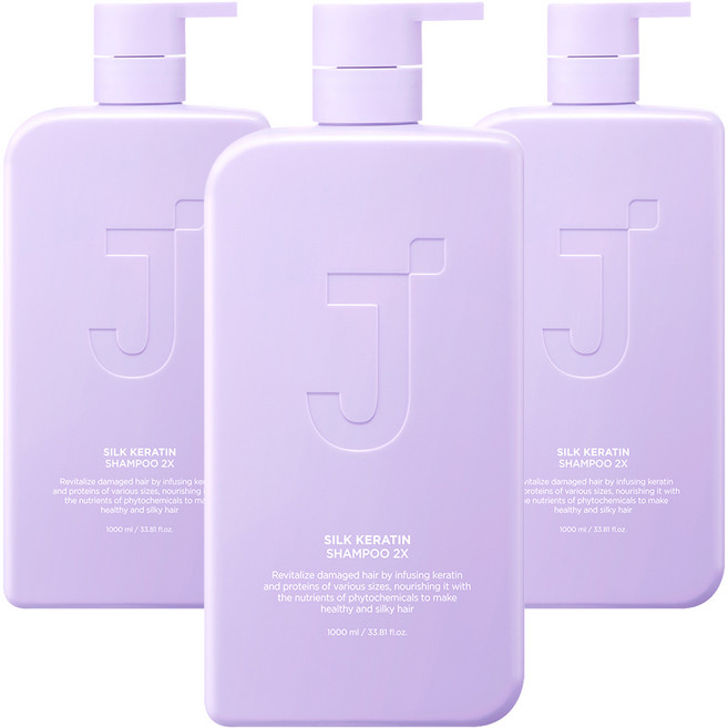 제이숲 실크 케라틴 샴푸 2X, 1L, 3개