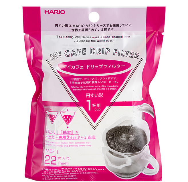 HARIO 好璃奧 V60 漂白掛耳式濾紙, 22入, 1包