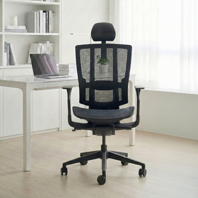 듀오백 브라보 BR-200MF 메쉬 컴퓨터 책상 의자 방문설치, 블랙