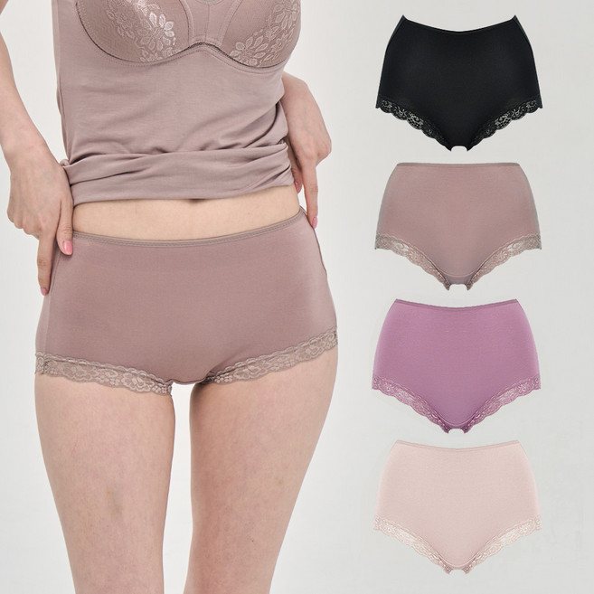 러블리온 모달 노라인 레이스 통기성 팬티 AG01 4종 세트