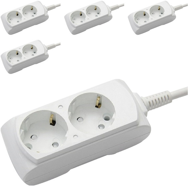 거성산업 접지형 2구 멀티탭 10A + 안전커버 2p, 단일색상(멀티탭), 랜덤발송(안전커버), 5세트, 4.5m