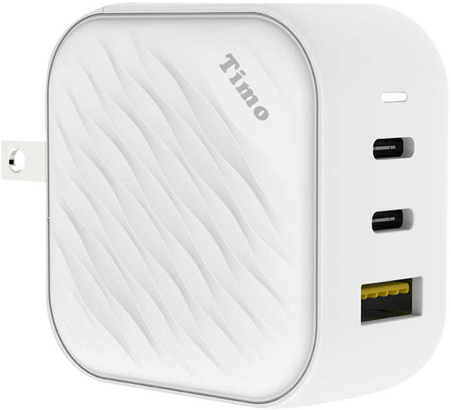 Timo 浪紋造型 1A+2C電源充電器 65W, 白色, 1個