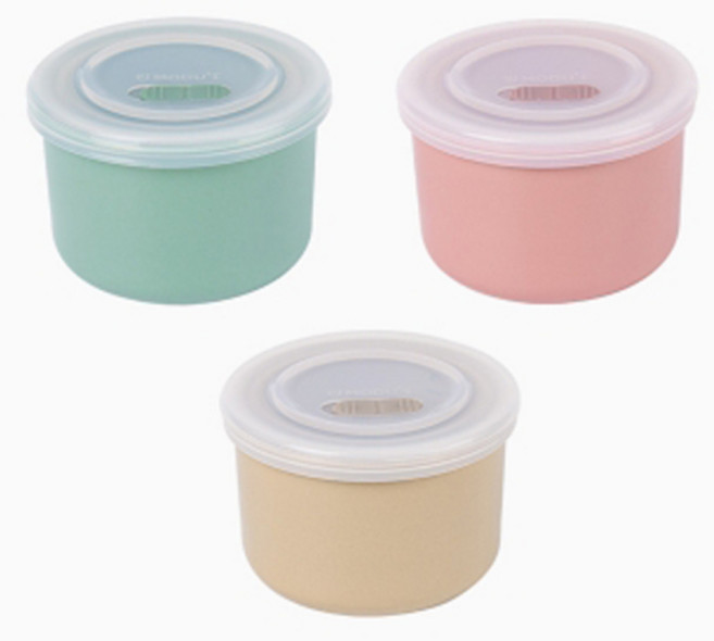 블루마마 도자기 이유식 밀폐보관용기 3종 세트, 민트, 베이지, 핑크, 1세트, 250ml