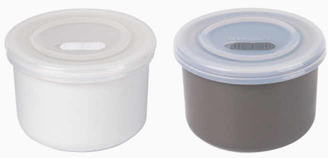 블루마마 도자기 이유식 밀폐보관용기 2종세트, 화이트 + 그레이, 1세트, 250ml