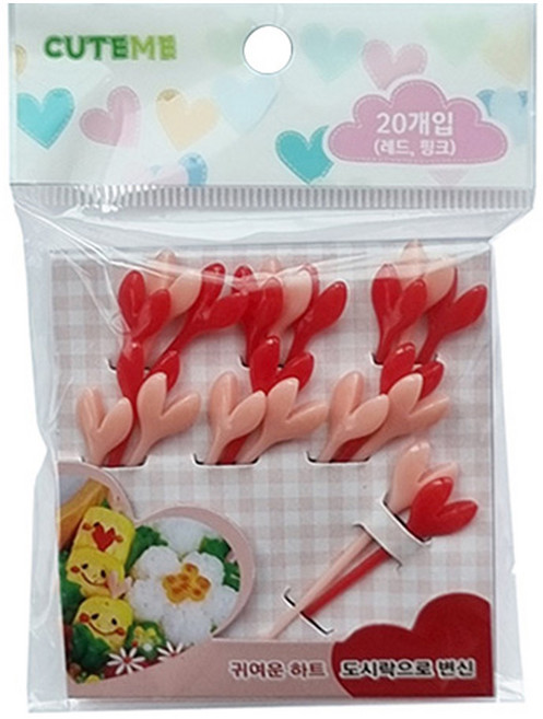 큐트미 하트픽 레드 10p + 핑크 10p, 20개입, 1세트