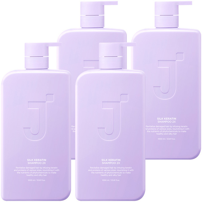 제이숲 실크 케라틴 샴푸 2X, 1L, 4개