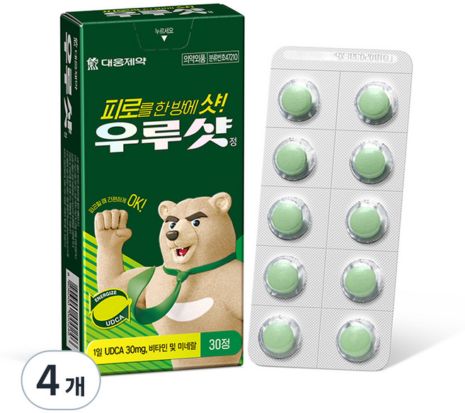 대웅제약 우루샷 피로회복 멀티 비타민 UDCA 포함, 30정, 4개