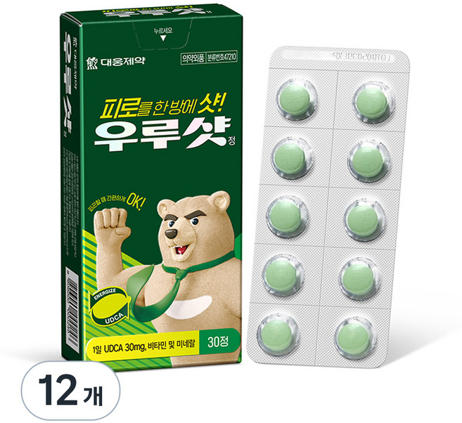 대웅제약 우루샷 피로회복 멀티 비타민 UDCA 포함, 30정, 12개