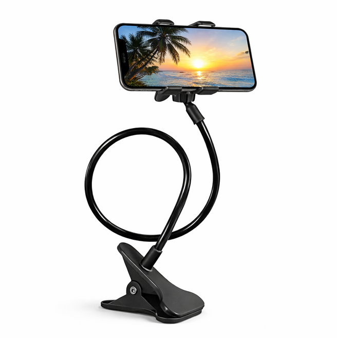 튼튼한 스마트폰 자바라 휴대폰 집게 거치대 75cm, 블랙, 1개