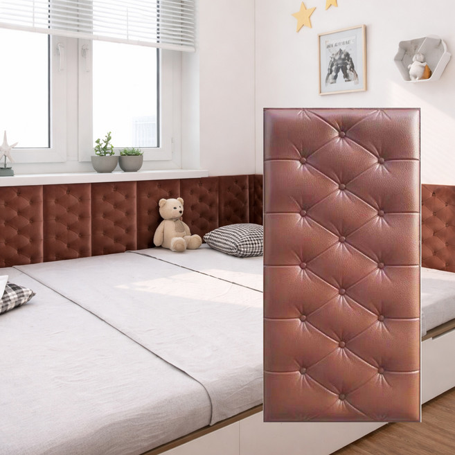 온아름 두꺼운 3D 벽보호 패드 충격방지 셀프접착 폼블럭, 브라운, 10개