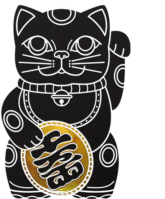 好物良品 開運招財繽紛Lucky Neko燙金靜電貼紙, 避邪消災