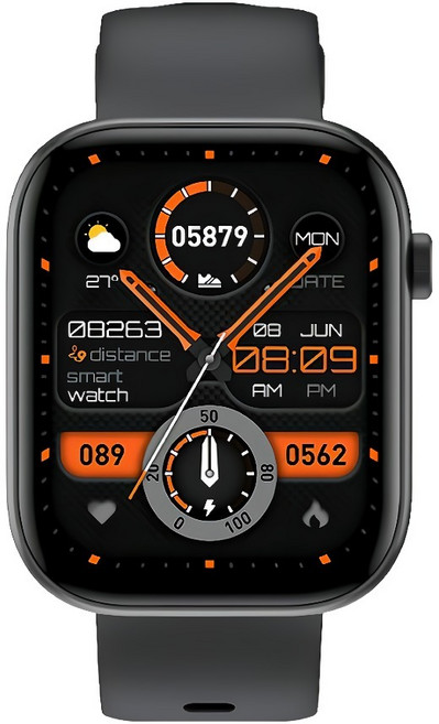 Ergotech 人因科技 SW202 心率智慧監測運動手錶 2.01吋高硬度玻璃鏡面 旋轉按鈕智慧操作錶冠 SOS救援通話, 曜石黑, 2.01吋, 藍芽