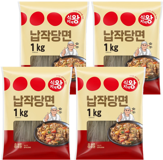 식자재왕 납작당면, 1kg, 4개