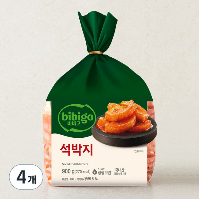 비비고 석박지, 900g, 4개