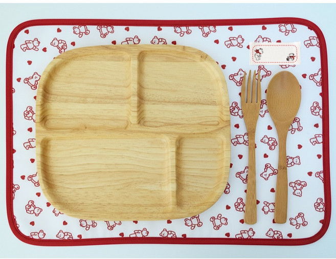 슈슈룸 방수 식판 매트, 레드베어, 1개