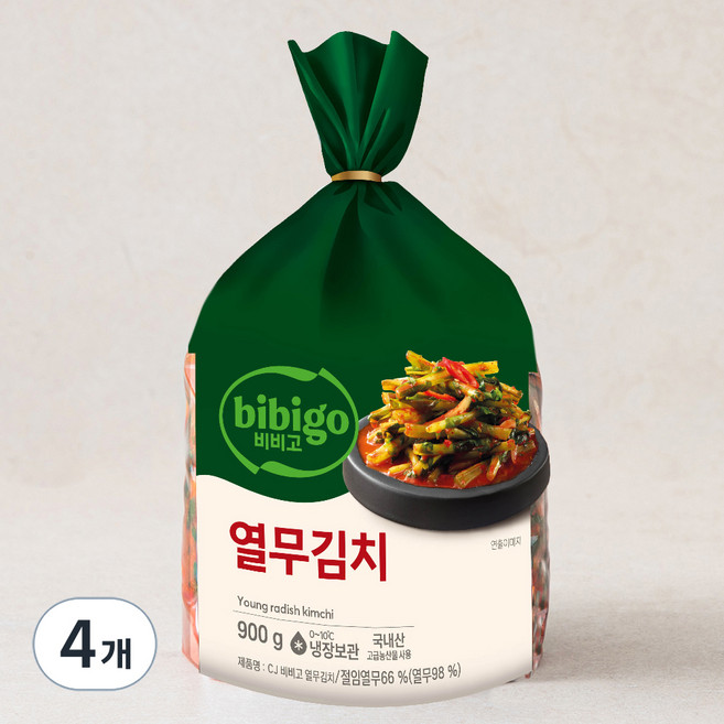 CJ제일제당 비비고 열무김치, 900g, 4개