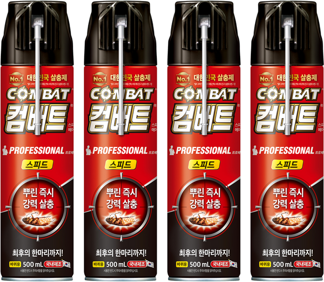 컴배트 스피드 에어졸 바퀴용, 500ml, 4개