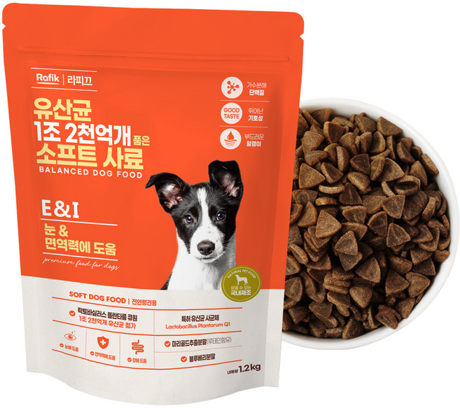 라피끄 강아지 유산균 1조 2천억개 품은 소프트 사료, 눈물개선/눈건강, 1.2kg, 1개