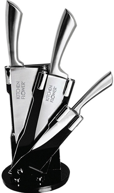 키친플라워 통스텡 4종 칼세트, 1세트, 중식도 + 식도 + 과도 + 칼블럭