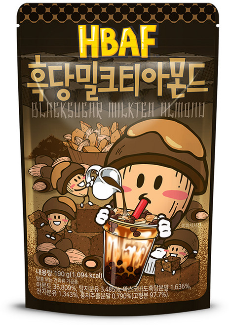 바프 흑당밀크티 아몬드, 190g, 1개