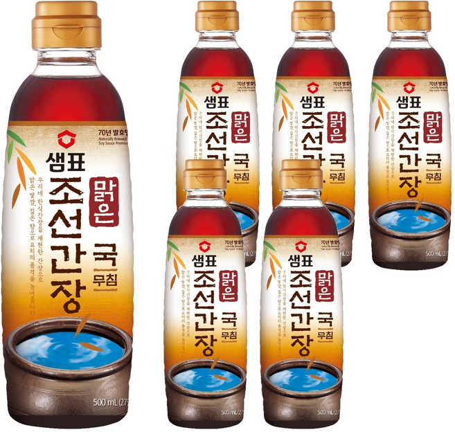 샘표 맑은 조선 간장, 500ml, 6개