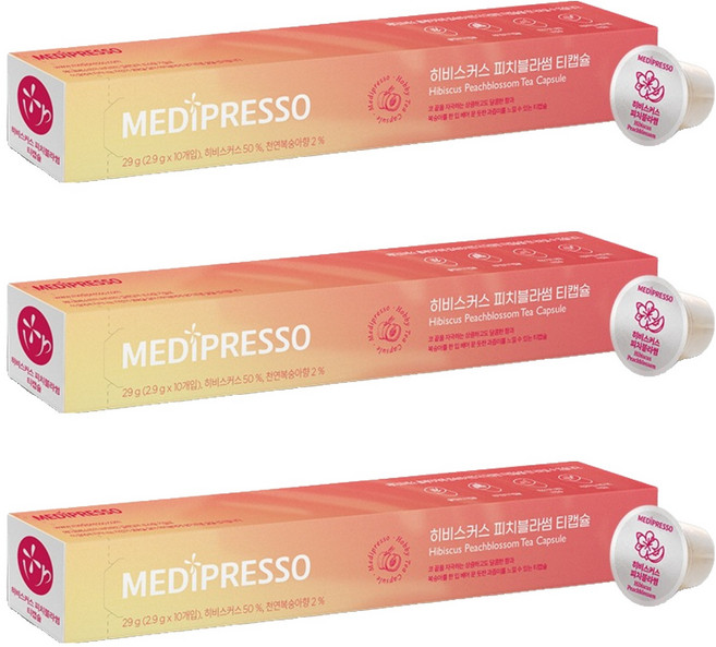 메디프레소 히비스커스 피치블라썸 티 캡슐, 2.9g, 10개입, 3개