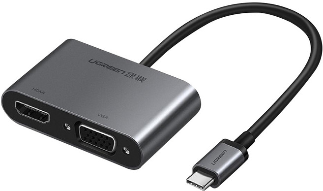 UGREEN 綠聯 Type C轉HDMI + VGA轉換器 支援PD版, 50505, 1個