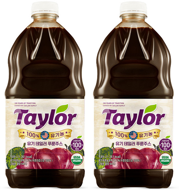 테일러 유기농 푸룬주스, 1.89L, 2개