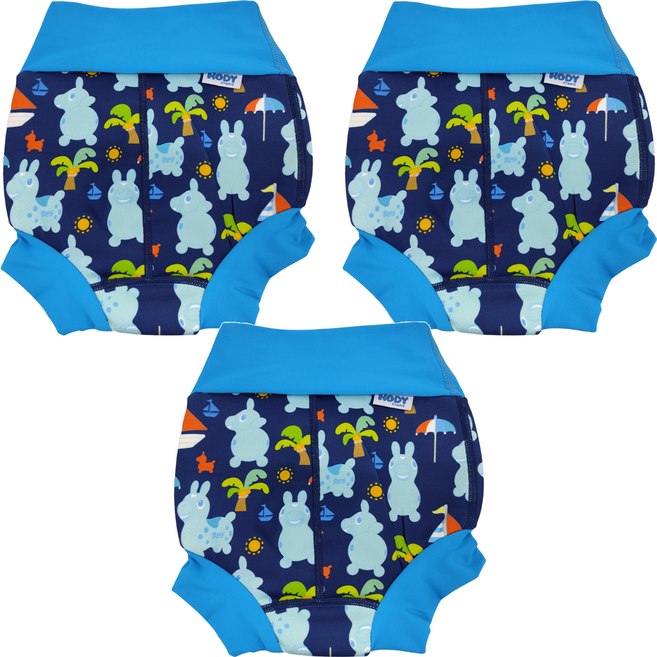 Splash About Brand New Happy Nappy 3D加強版游泳尿布褲 Rody跳跳馬 夏日沙灘, XL(13~18kg), 3件