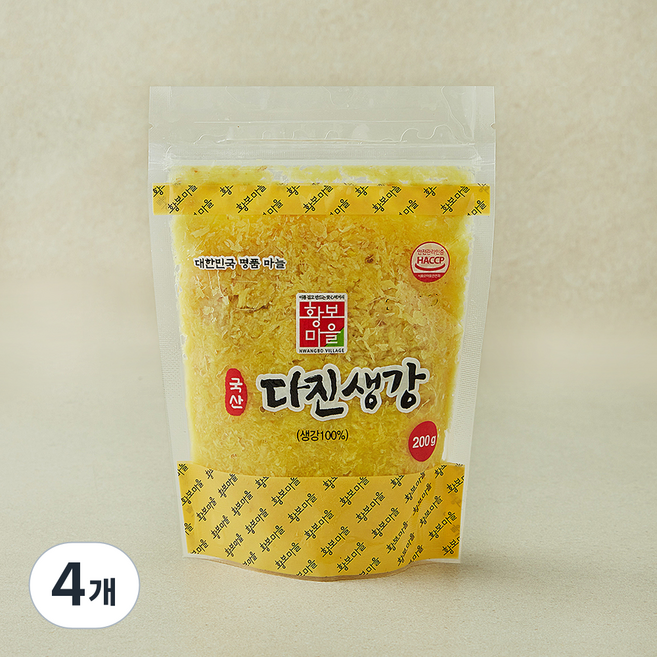 황보마을 국내산 다진생강, 200g, 4개