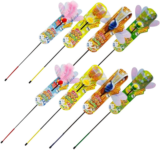 펫츠루트 카샤카샤 고양이 재롱스틱 4종 세트, 금붕어 + 꽃 + 참새 + 딱정벌레, 2세트