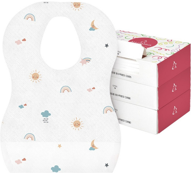 아띠래빗 일회용 방수 턱받이, 날씨 이야기, 20개입, 3개