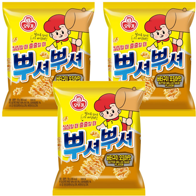 오뚜기 뿌셔뿌셔 버터오징어맛, 90g, 3개
