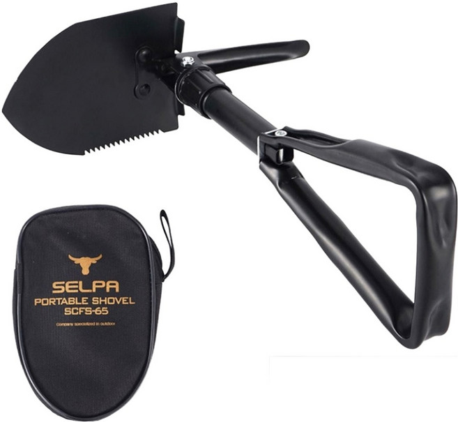 Chill Outdoor CLS多功能折疊鏟 附收納袋, 黑色, 1個