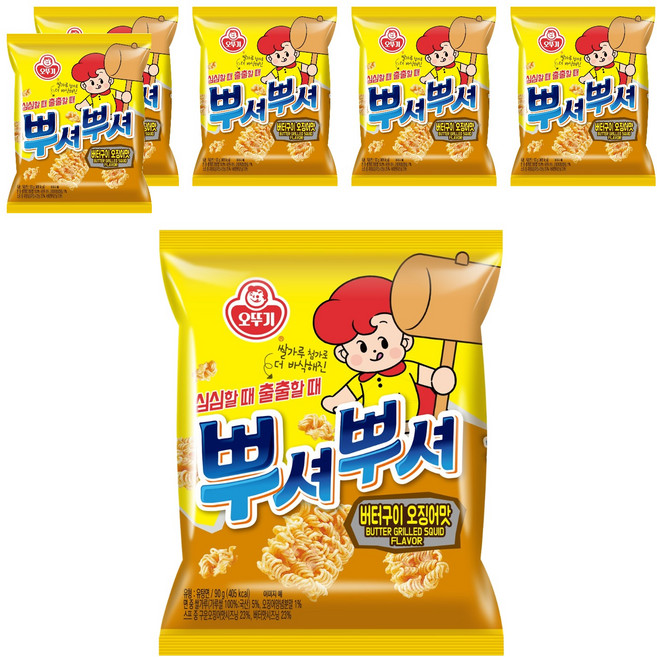 오뚜기 뿌셔뿌셔 버터오징어맛, 90g, 6개