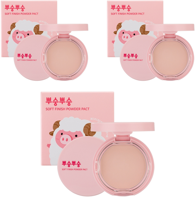 미팩토리 뿌숭뿌숭 파우더 팩트 9g, 핑크, 3개