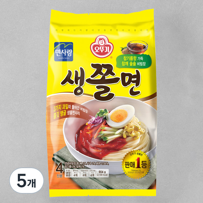 오뚜기 생쫄면 4인가족세트, 904g, 5개
