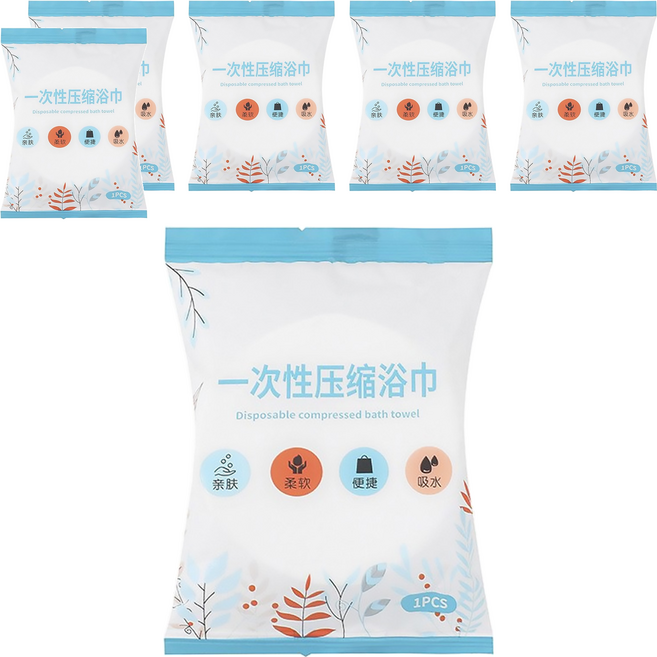 QIANHUI 倩揮 一次性浴巾 壓縮款, 白色, 6個