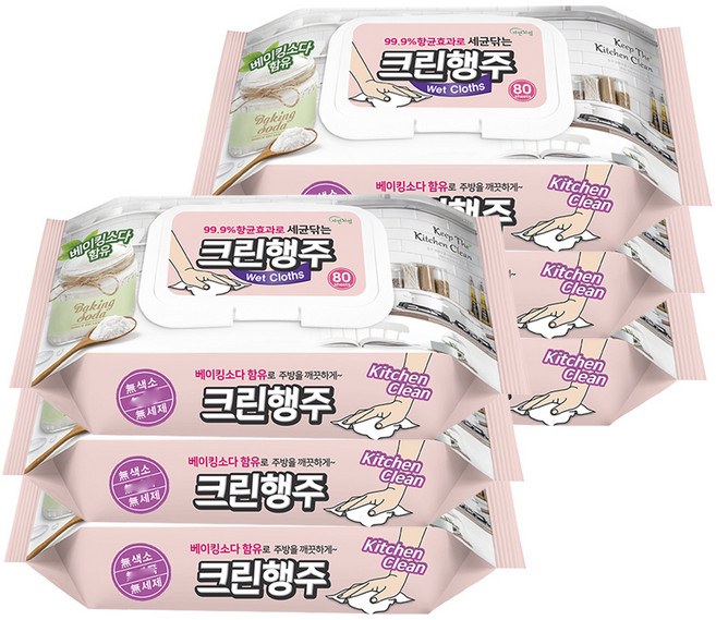자연처럼 베이킹소다함유 크린행주, 80개입, 6개