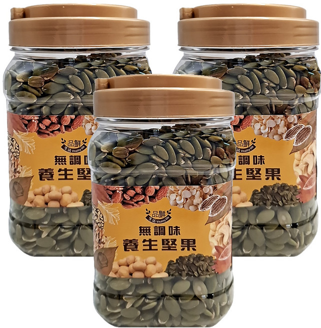 品鮮生活 原味南瓜子, 3罐, 500g