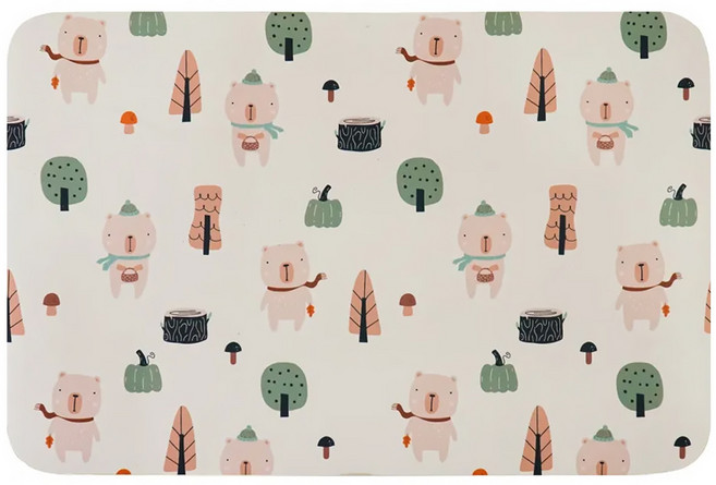 StyleG 時代家居 吸水奈米絨軟式硅藻土地墊, 北歐熊熊, 1個