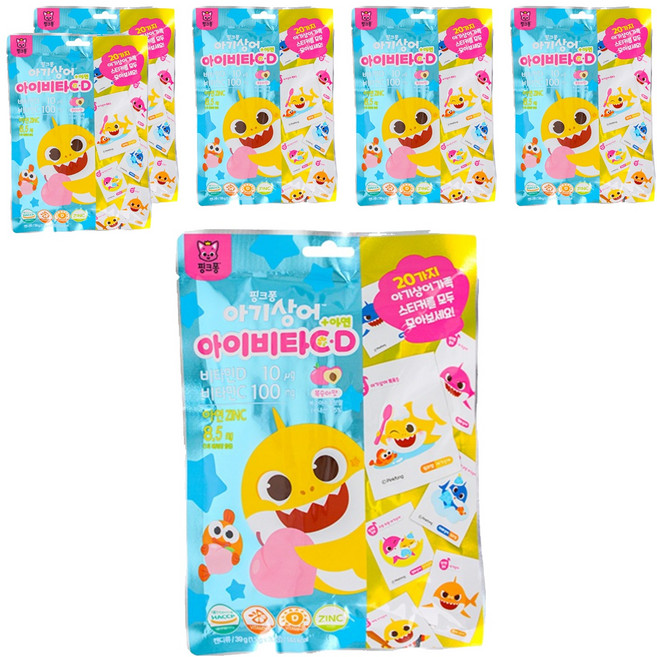 핑크퐁 아이비타C D 아연, 30정, 6개